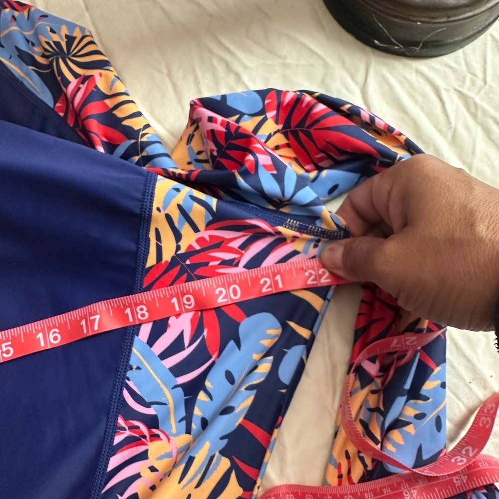 Halcurt Women's Navy Floral Long Sleeve Swimsuit # A-2 - Picture 15 of 15